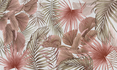 green_and_burnt_orange_grey_jungle_leaves_wallpaper